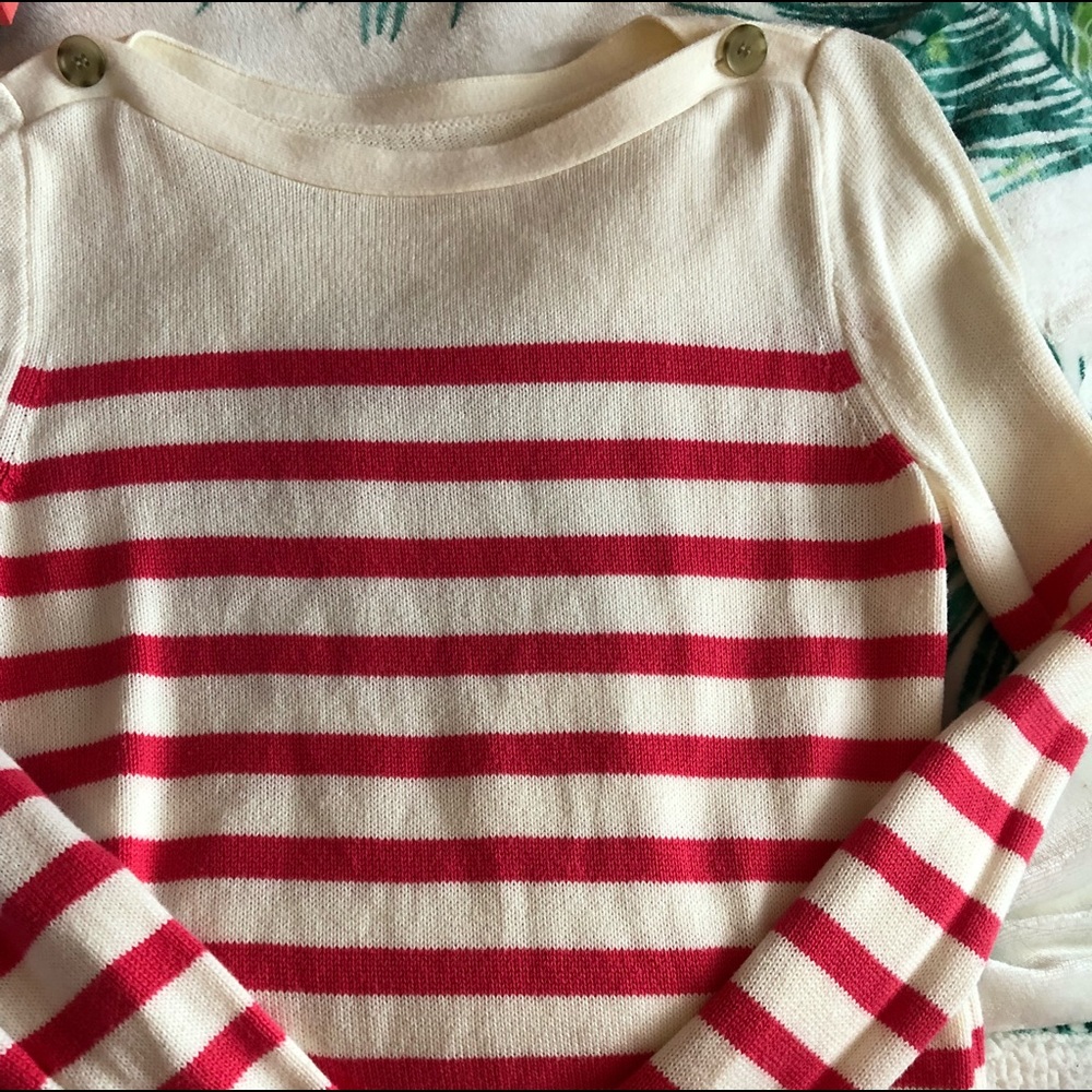JCrew pink striped sweater